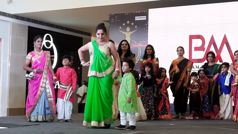 kids and mother ramp walk.